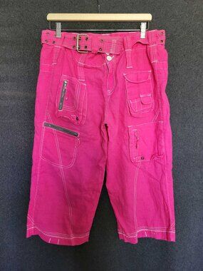 Pete & Greta Johnny Was Pink  100% Linen Cargo  Capri Shorts Women’s 10